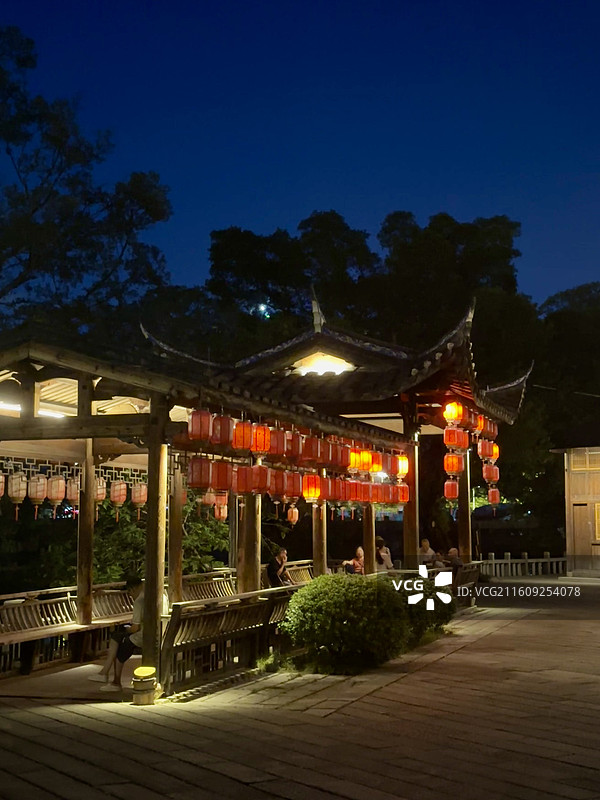 福州南宫河口公园夜景建筑图片素材