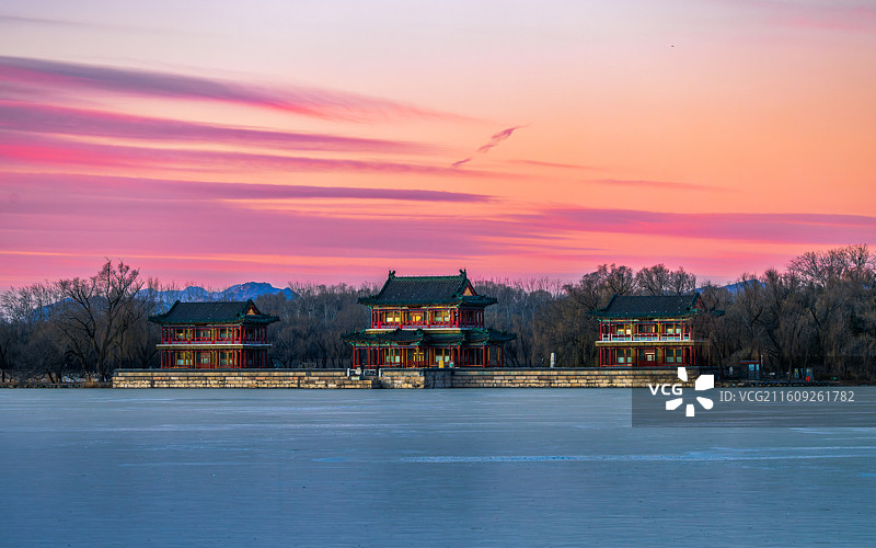颐和园朝霞图片素材