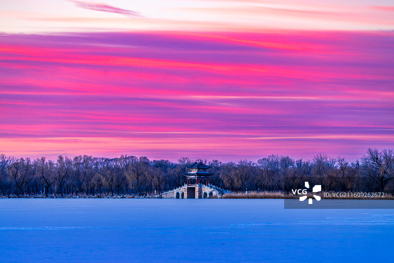 颐和园朝霞图片素材