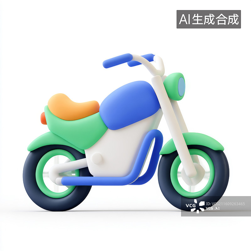 【AI数字艺术】卡通风格的摩托车图片素材