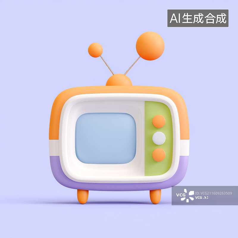 【AI数字艺术】卡通风格的彩色电视机图片素材
