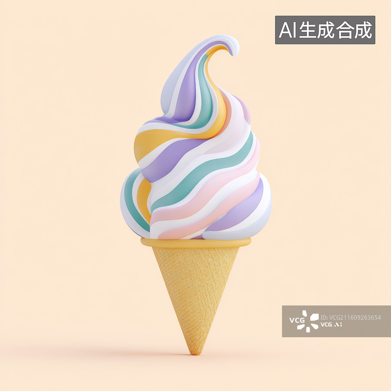 【AI数字艺术】一个彩色的冰淇淋图片素材