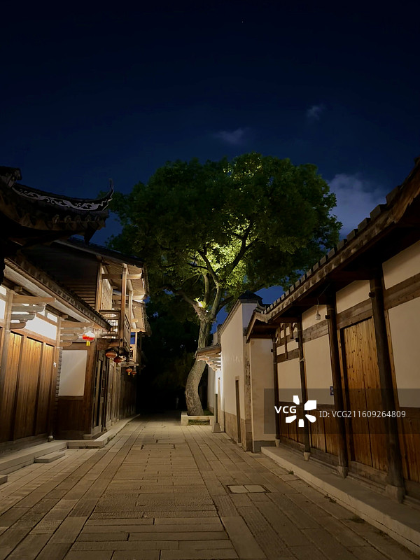 福州南宫河口公园夜景建筑图片素材