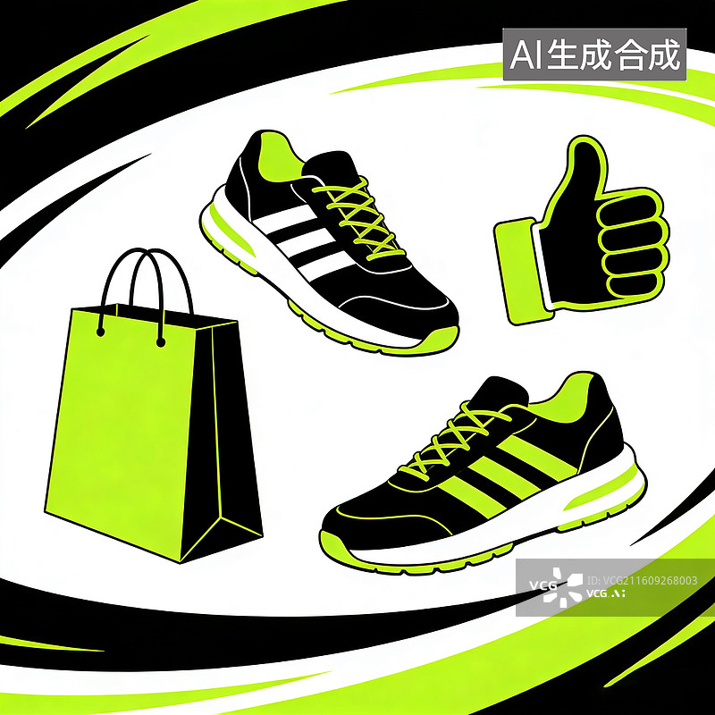 【AI数字艺术】运动购物插画图片素材