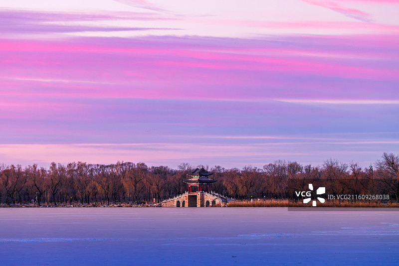 颐和园朝霞图片素材