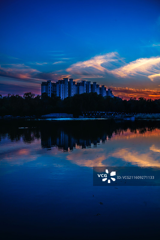 湿地公园晚霞图片素材