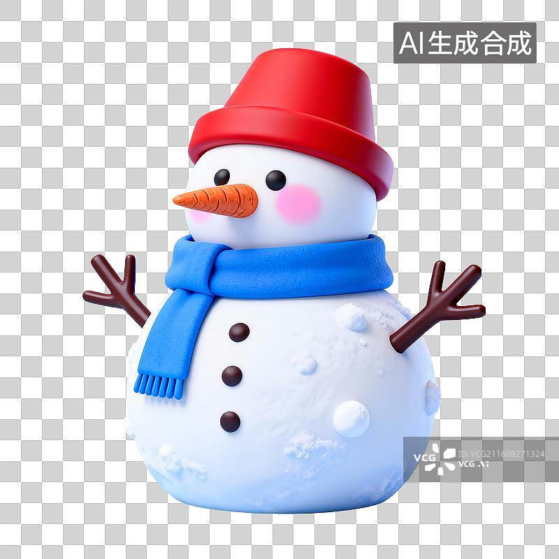 【AI数字艺术】戴红帽的雪人玩偶图片素材