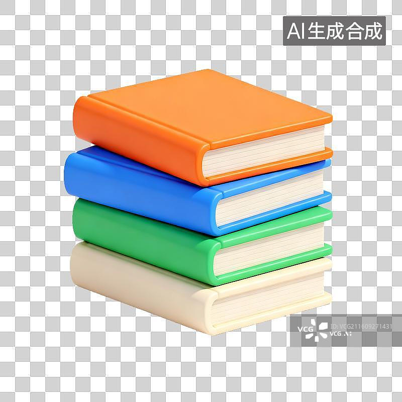 【AI数字艺术】彩色书籍堆叠图片素材