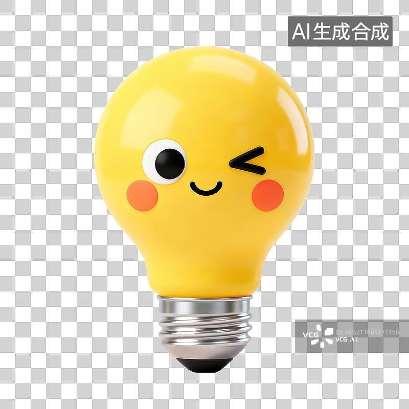 【AI数字艺术】黄色笑脸灯泡图片素材