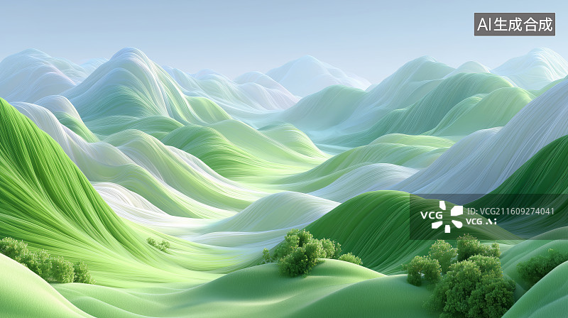 【AI数字艺术】色彩斑斓的山丘与蓝天图片素材