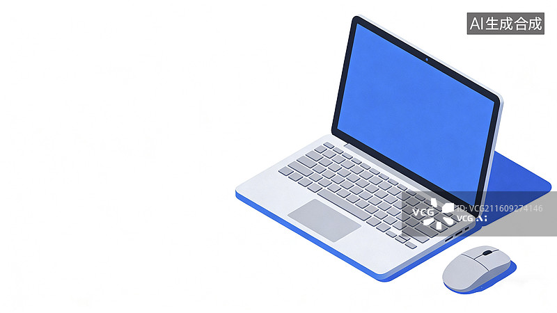【AI数字艺术】笔记本电脑与鼠标插画图片素材