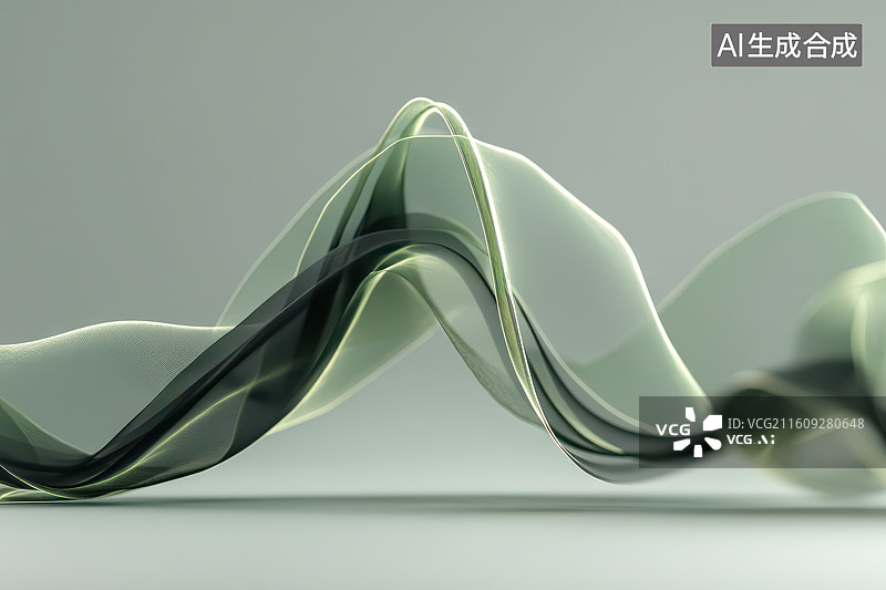 【AI数字艺术】绿纱波纹装饰艺术摆件图片素材