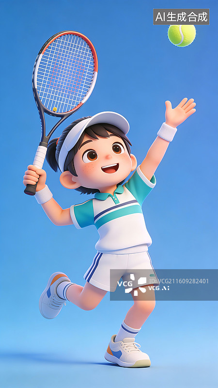 【AI数字艺术】可爱的小女孩打羽毛球图片素材