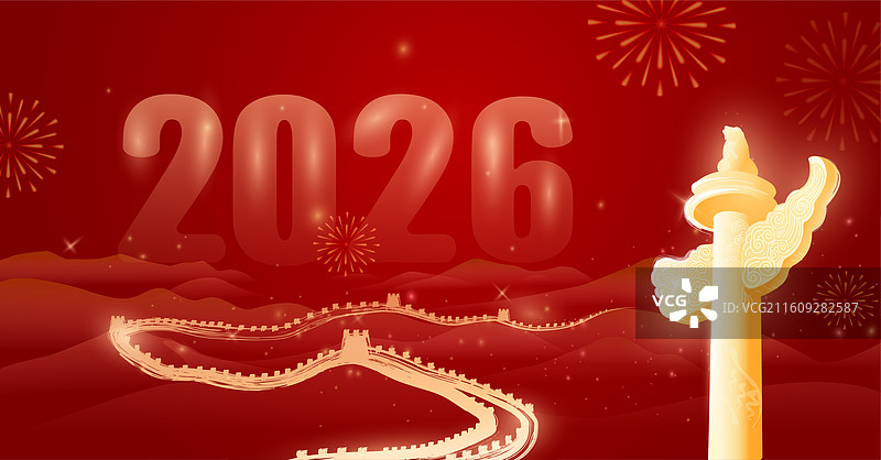 2026中国春节长城海报创意设计图片素材