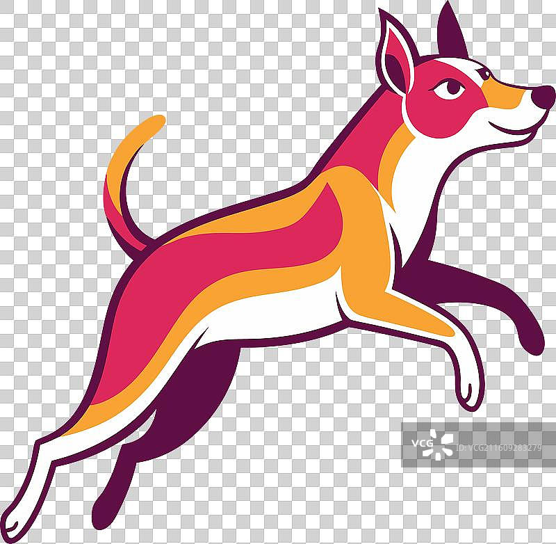 法斗犬跳跃的可爱插画图片素材