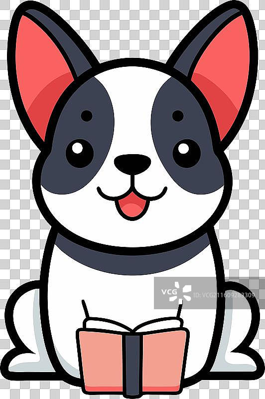 法国斗牛犬学习卡哇伊风格图片素材