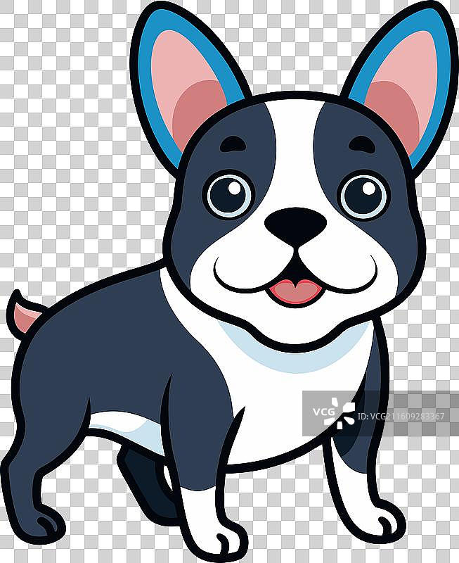 法斗犬玩耍的可爱插画图片素材