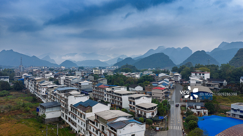 航拍广西桂林永福县百寿镇风光图片素材