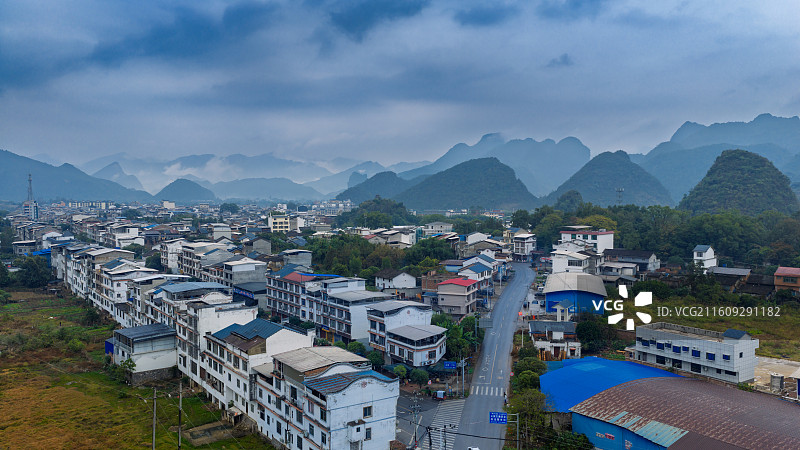 航拍广西桂林永福县百寿镇风光图片素材