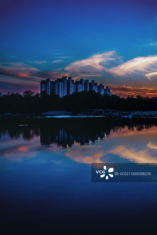 湿地公园晚霞图片素材