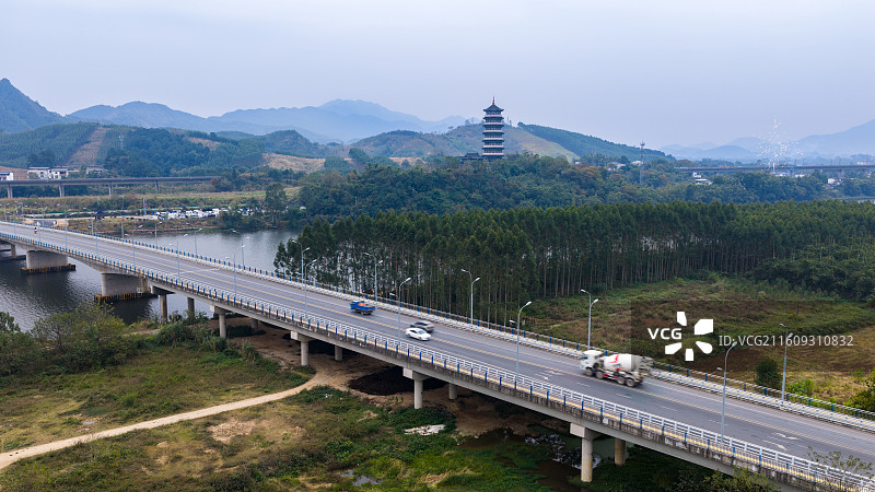 航拍广西桂林永福县文明塔风光图片素材