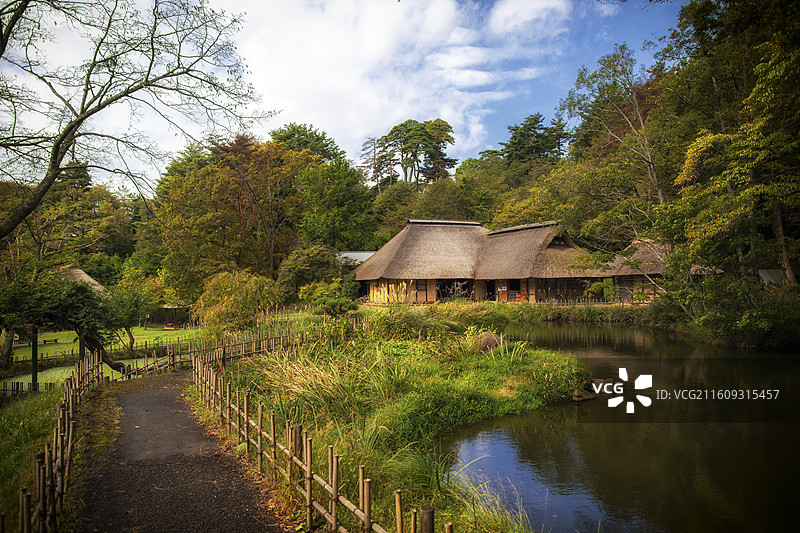 日本岩手县北上民俗村的风光图片素材