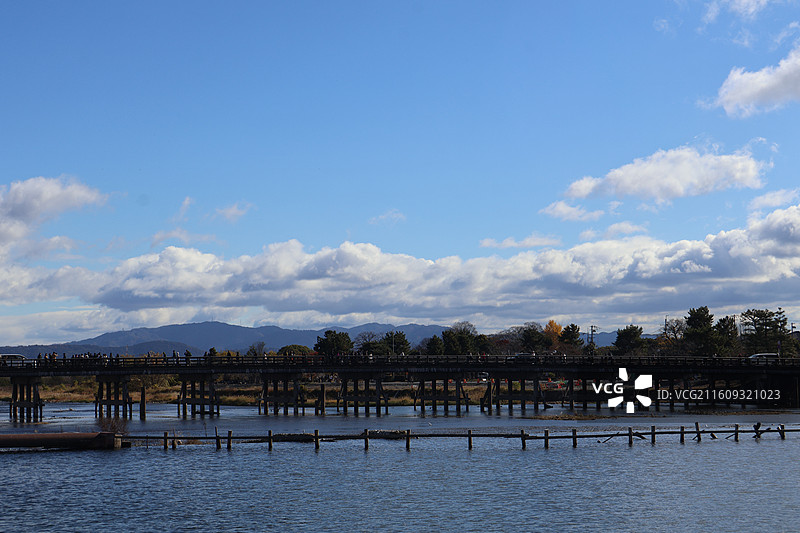 日本京都岚山渡月桥秋色图片素材