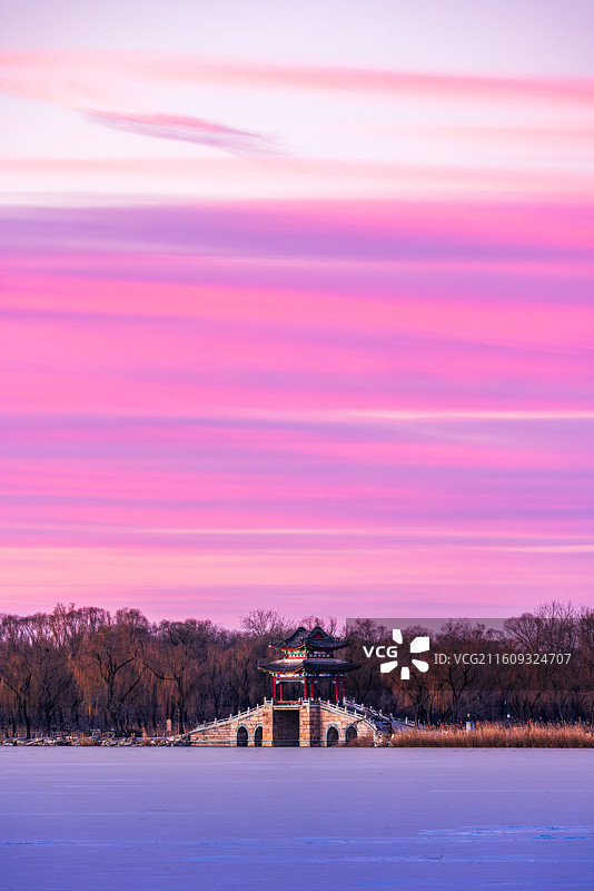 颐和园朝霞图片素材