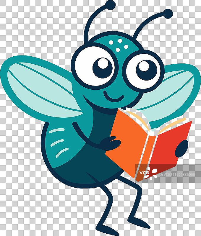 可爱的水果蝇在阅读图片素材