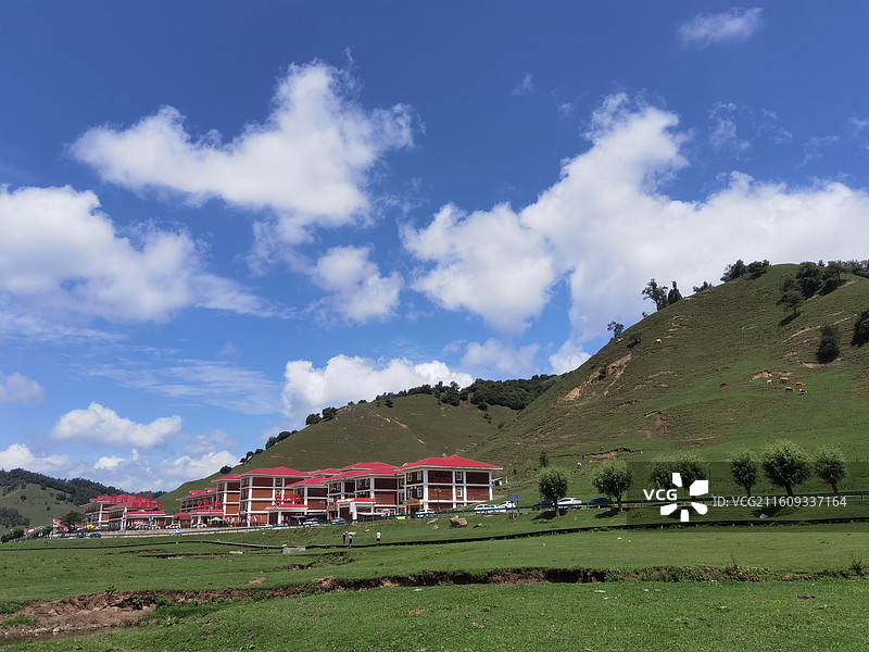 陕西省宝鸡市陇县关山草原关山牧场夏季风光图片素材