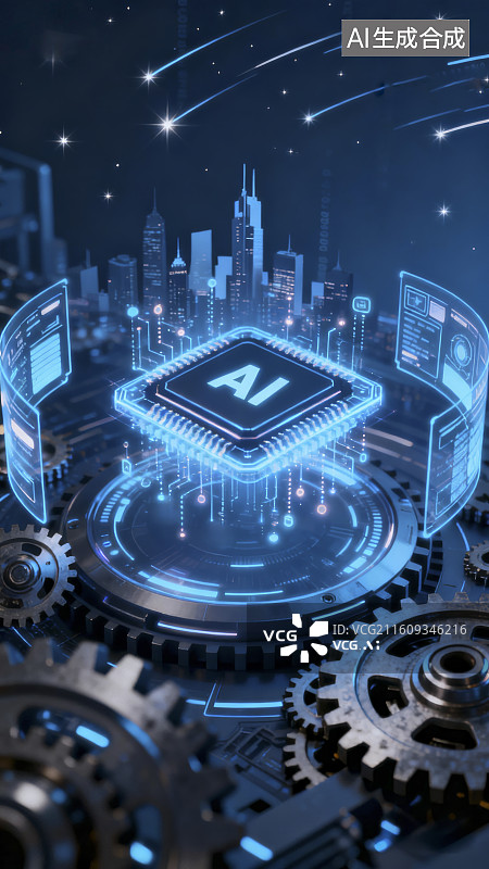【AI数字艺术】智能科幻城市插画图片素材