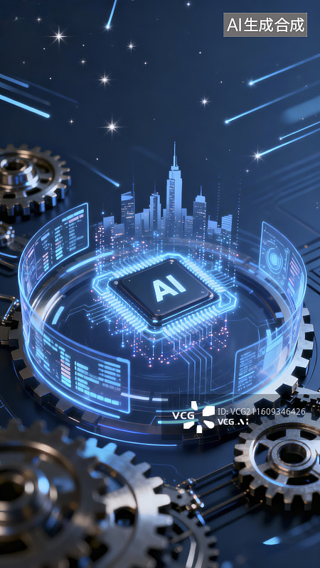 【AI数字艺术】智能科幻城市插画图片素材