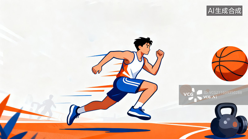 【AI数字艺术】运动员奔跑篮球场景图片素材