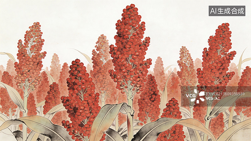 【AI数字艺术】一片鲜艳的红高粱田图片素材