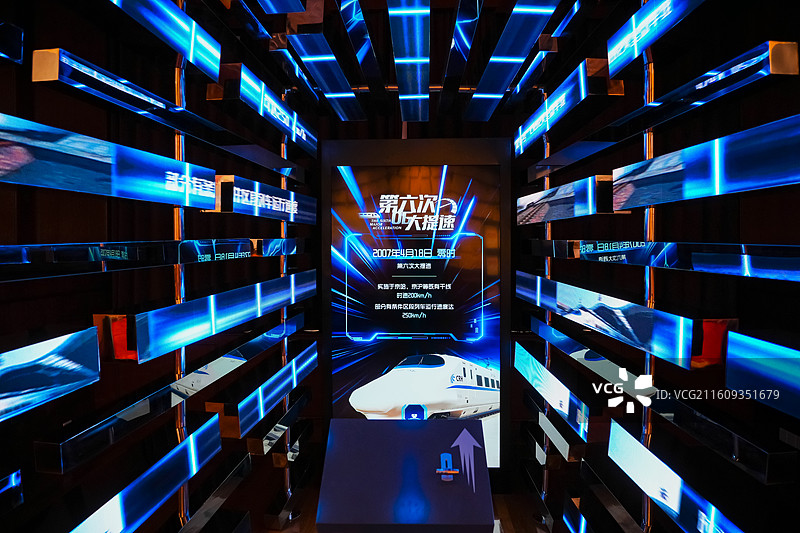 第六次铁路大提速互动体验  山东省青岛市中车四方文化科技馆图片素材