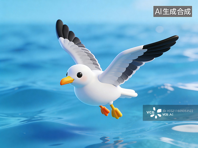 【AI数字艺术】海鸥在海面上飞翔图片素材