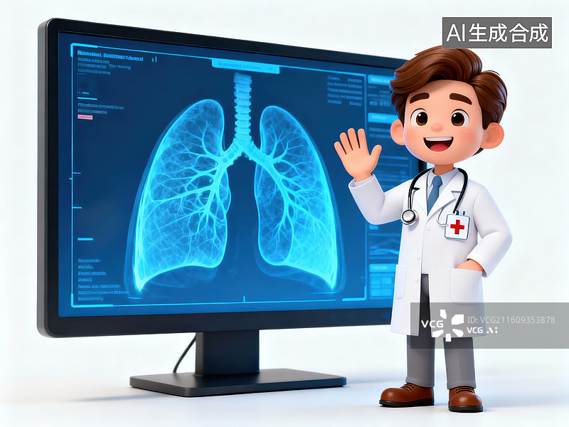 【AI数字艺术】医生展示肺部扫描图像图片素材
