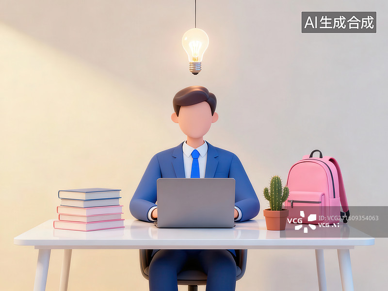 【AI数字艺术】人物在桌前使用笔记本电脑图片素材