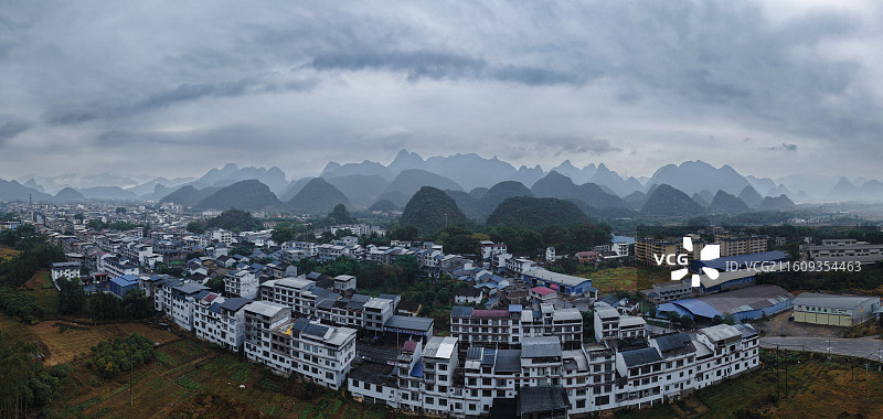 航拍广西桂林永福县百寿镇风光图片素材