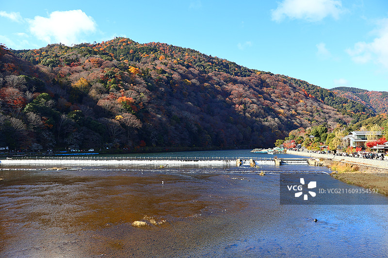 日本京都岚山渡月桥秋色图片素材