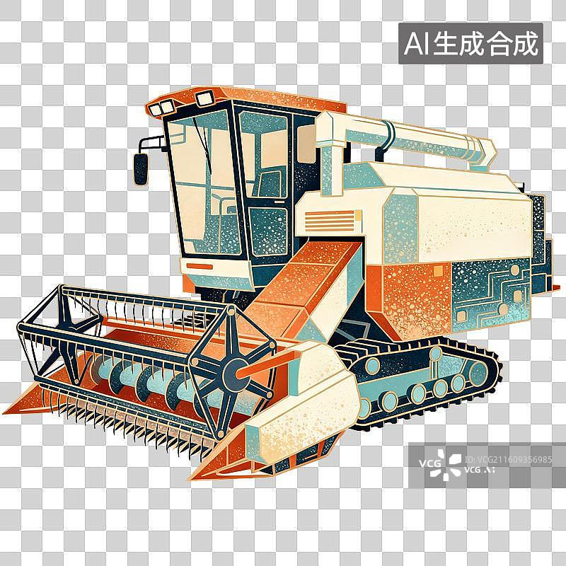 【AI数字艺术】收割机插画图片素材