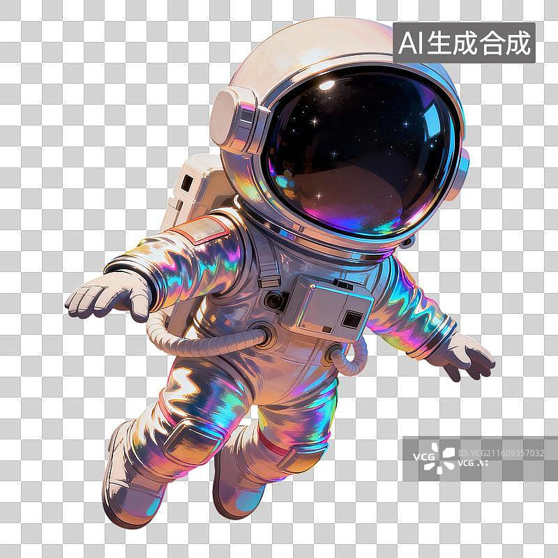 【AI数字艺术】卡通镭射风宇航员素材，宇航员卡通素材图片素材