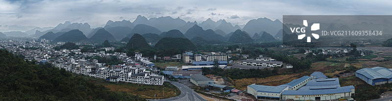 航拍广西桂林永福县百寿镇风光图片素材