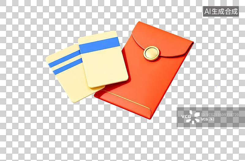 【AI数字艺术】红包与卡片组合设计图图片素材