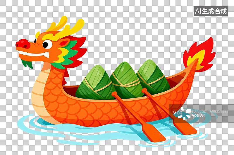 【AI数字艺术】龙舟载粽水上行图片素材