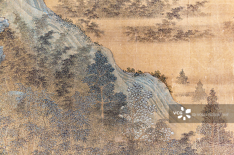 南京博物院藏明仇英绢本设色曲水流觞图卷图片素材