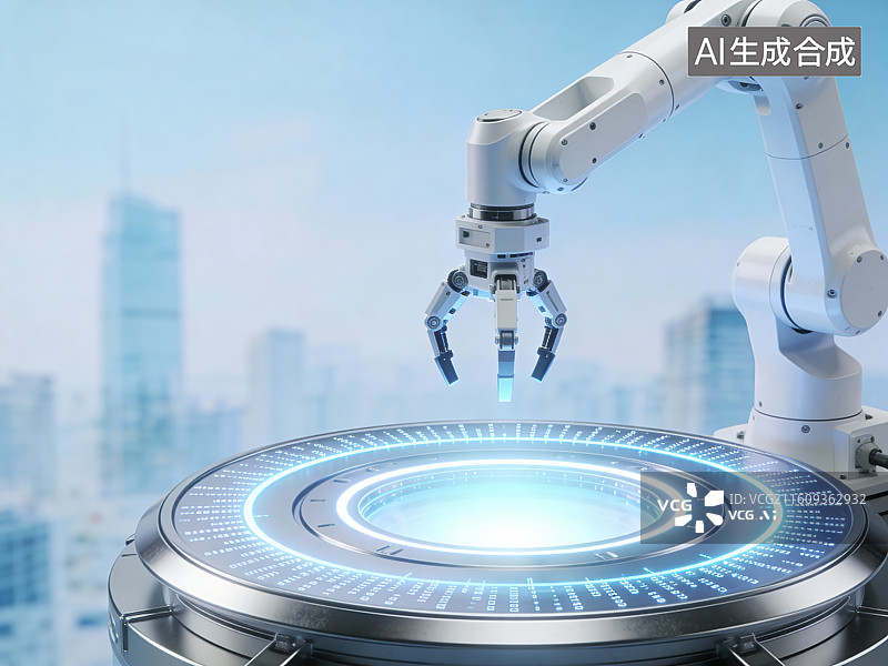 【AI数字艺术】工业机器人手臂自动化科技图片素材