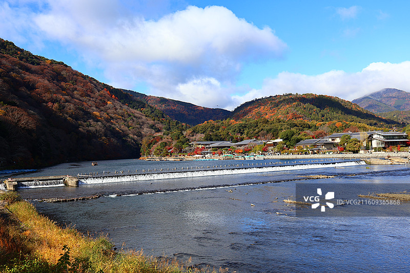 日本京都岚山渡月桥秋色图片素材
