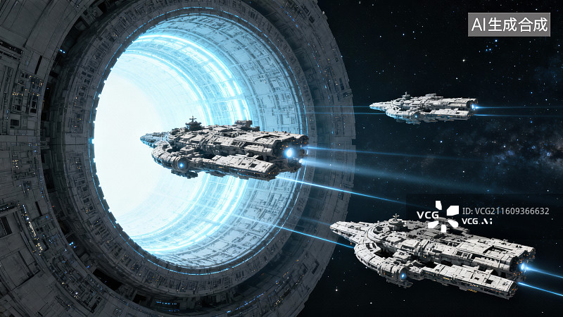 【AI数字艺术】太空飞船穿越星际门户图片素材