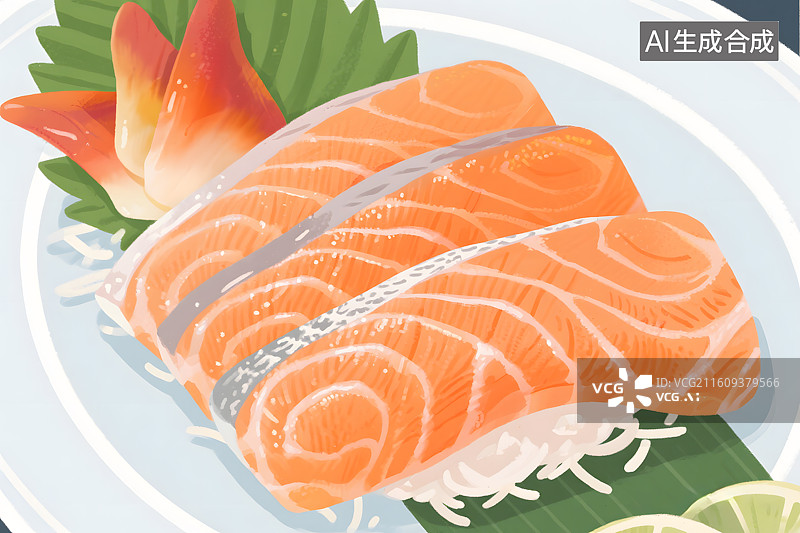 【AI数字艺术】三文鱼寿司拼盘图片素材